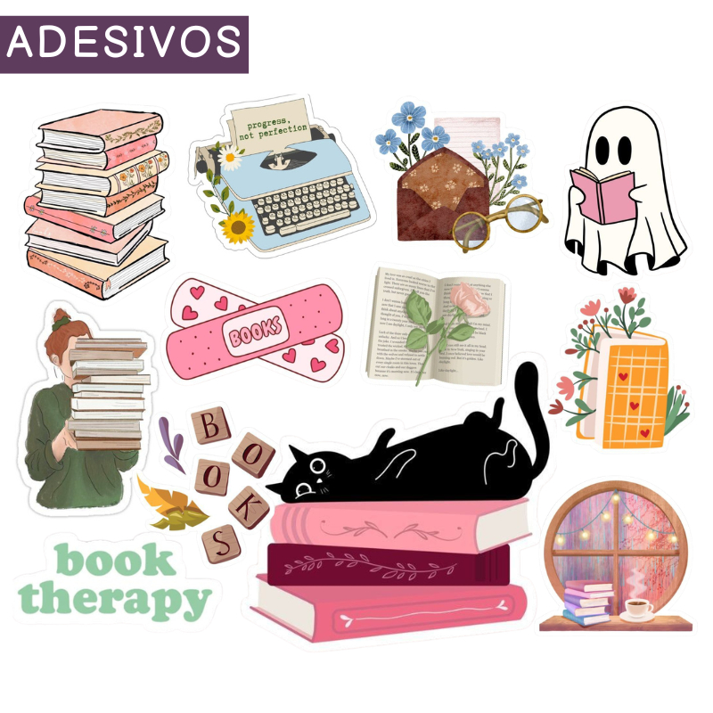25/50/100 Figuras Adesivas| TEMA LITERÁRIO| para Kindle