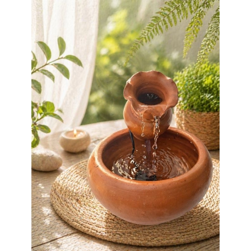 Imagem Fonte de Barro Walter 29cm | Decorativa Zen Premium Relaxante