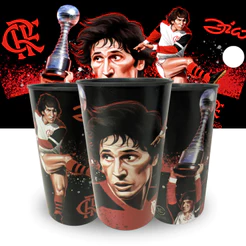 Copo Flamengo Zico Caricatura Preto Arthur Antunes Coimbra Oficial Licenciado 550ml Só Ídolos