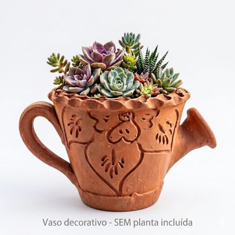 Vaso Regador  Decorativo  para Suculentas  em Barro |Vasinho Pequeno Jardim