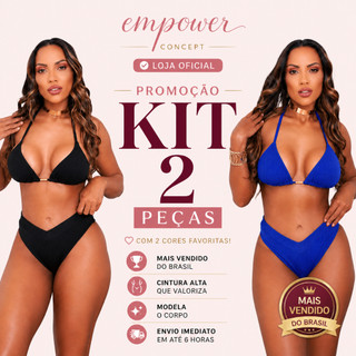 Kit 2 Biquíni EFEITO LIPO Cintura Alta Cortininha
