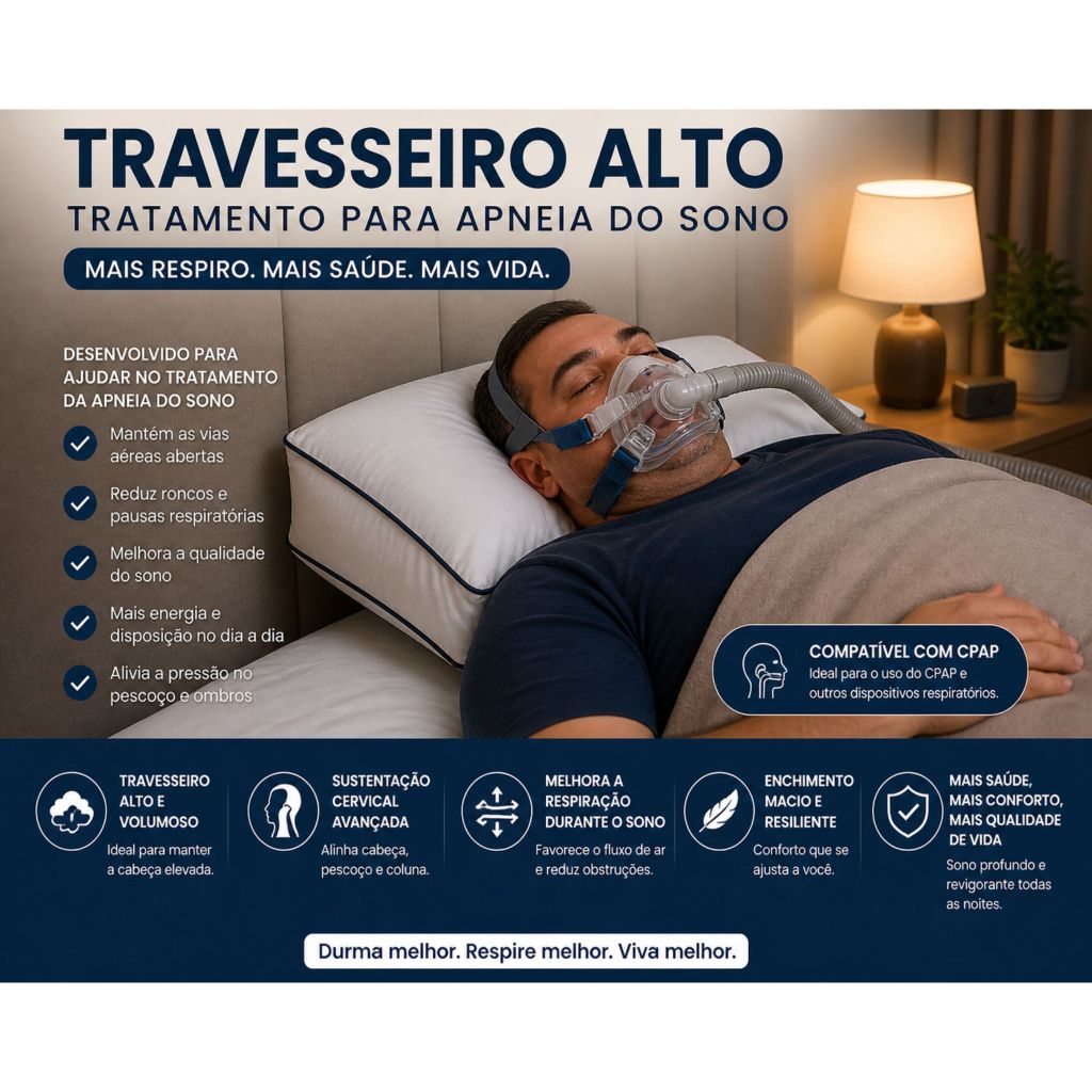 Travesseiro Alto  Ortopédico Extra Firme Ideallev para Pessoas Com Apneia do Sono, Para pessoas Que Estao a Cima do Peso