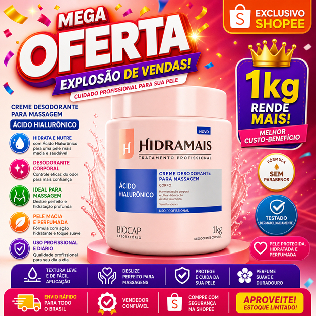 Creme Para Massagem Ácido Hialurônico 1kg Hidramais