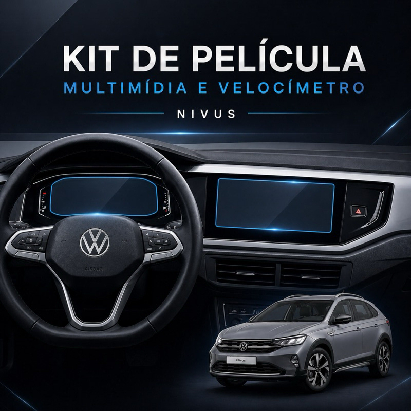 Kit Película Automotiva Carro Nivus Virtus Highline GTS Comfortline Central Multimídia Velocímetro Automotiva