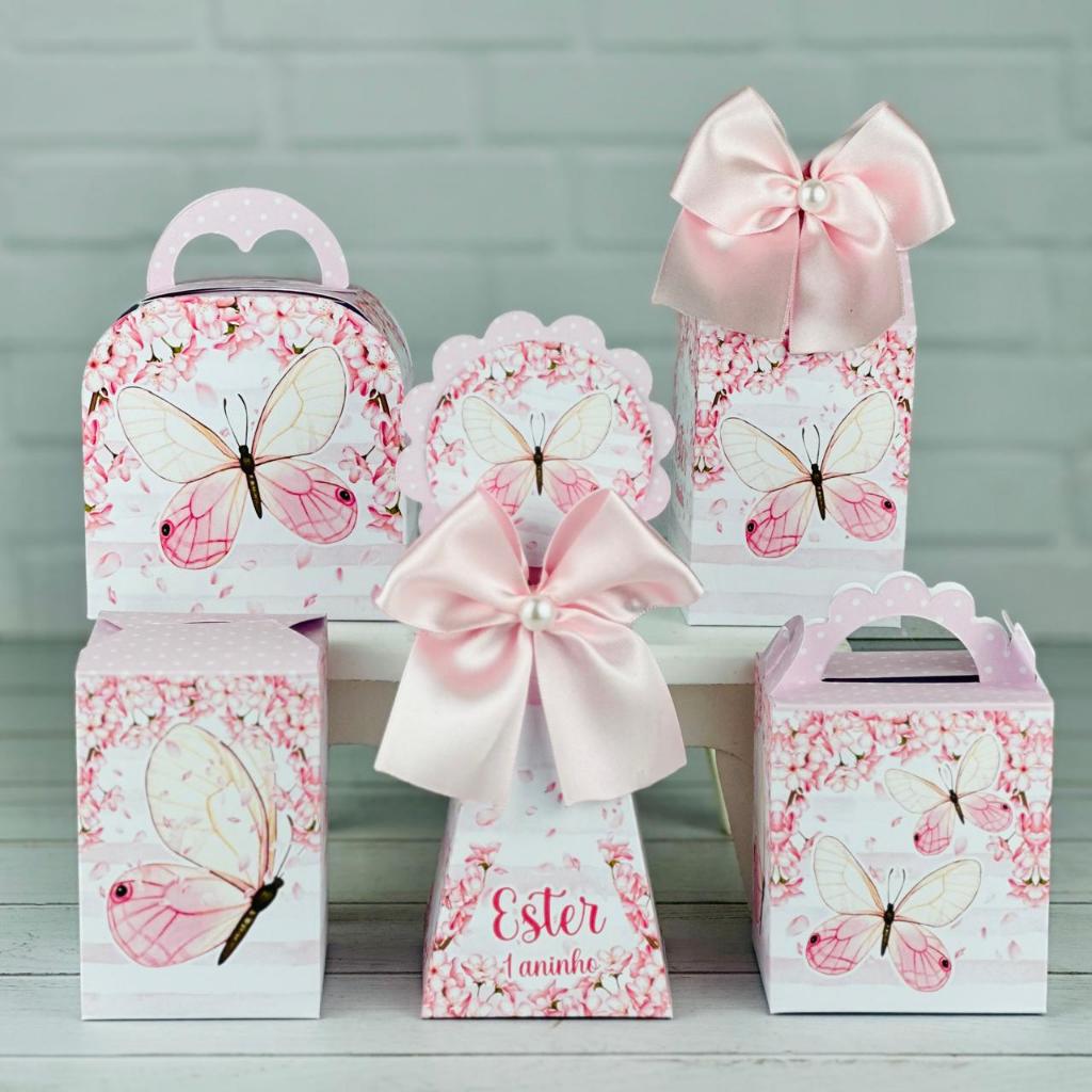 Kit Festa Borboleta Rosa Jardim | PEGUE E MONTE Lembrancinhas Caixas Caixinhas Personalizadas Aniversário