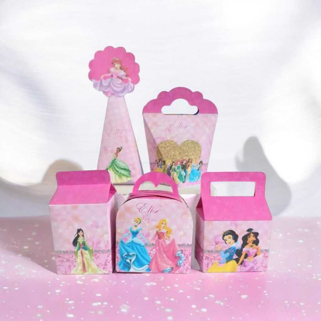 Kit Caixinhas Personalizadas Princesas Disney Festa Aniversário Lembrancinhas Personalizados