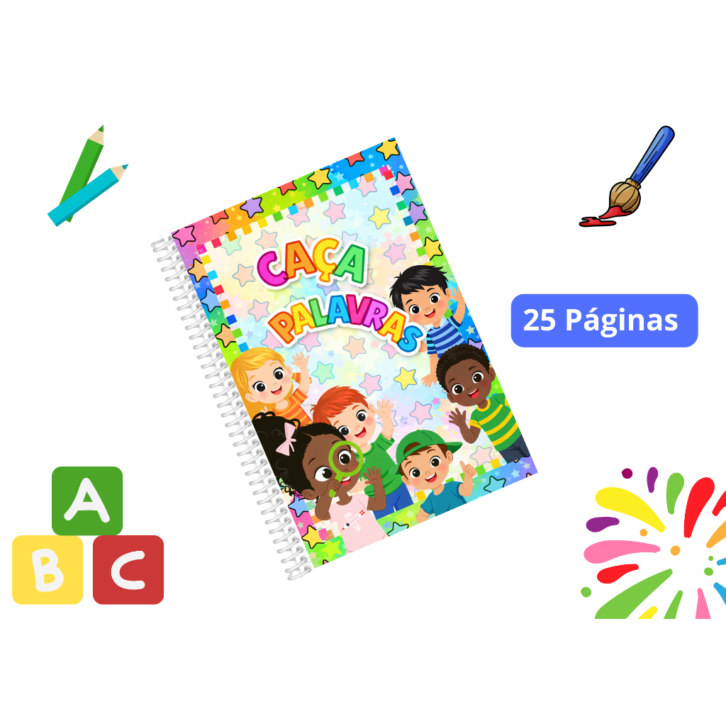Apostila de Alfabetização Infantil | Brincando de Caça Palavras de A a Z  | 25 Paginas de Atividades | #14