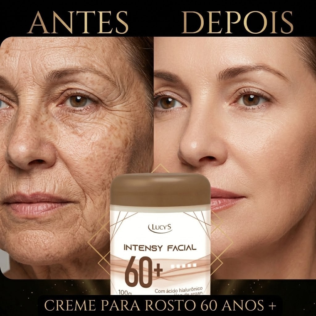 Creme Facial Intensy 60+ Antirrugas com Ácido Hialurônico e Óleo de Argan Lucy's 100g