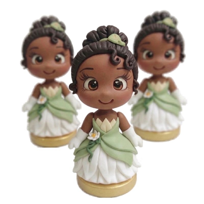 10 Apliques Princesa Tiana Biscuit Luxo - Lembrancinha Personalizada A Princesa e o Sapo - Festa Infantil 7cm
