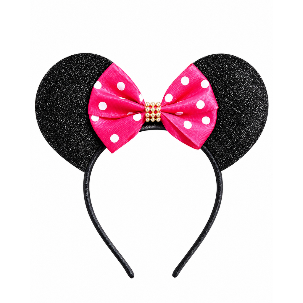Tiara Minnie Laço Rosa Pink Glitter Festas Fantasias Mundo Rosa