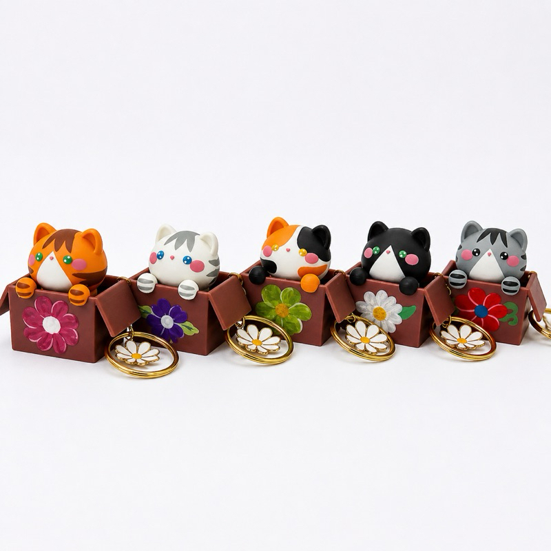 Chaveiros Gatos Fofos na caixa cabeça click pingente Margarida