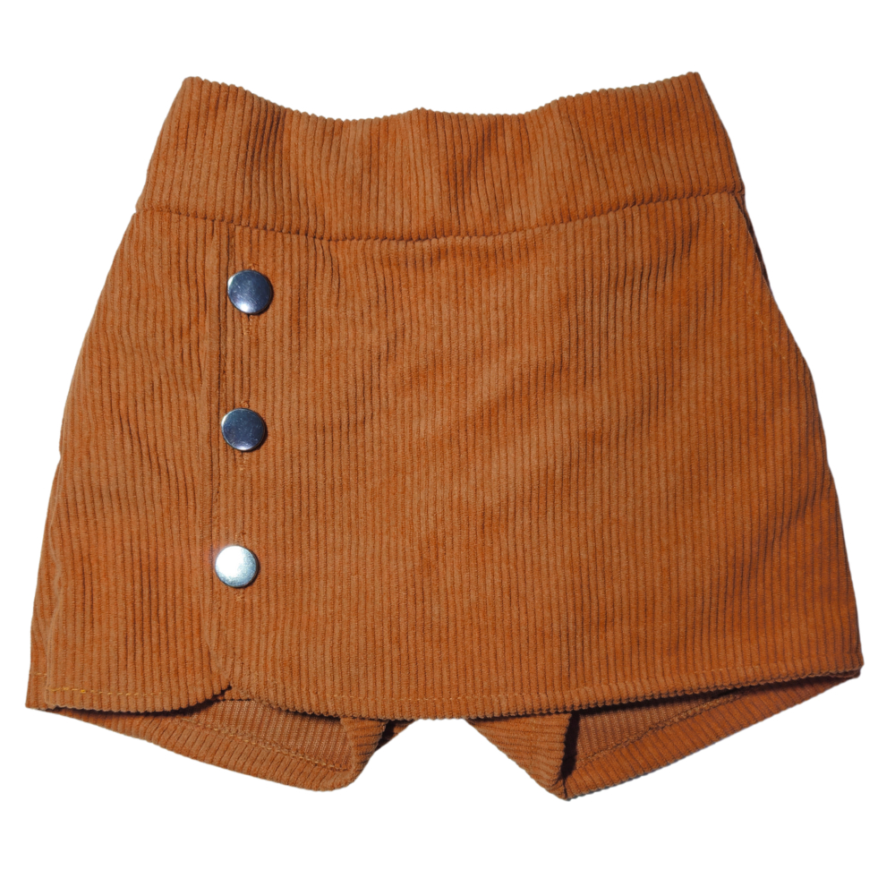 Short Saia Veludo Cotelê Infantil Meninas Confortável Casual CMKids