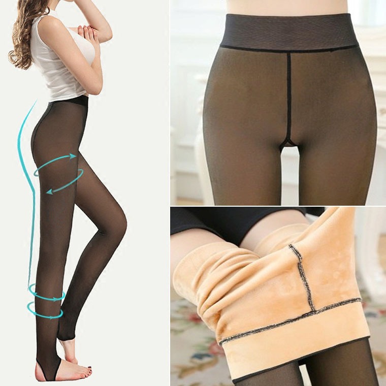 Meia Calça Térmica Preta Feminina Adulto Slim Forrada Peluciada Super Elástica Quente Para Inverno