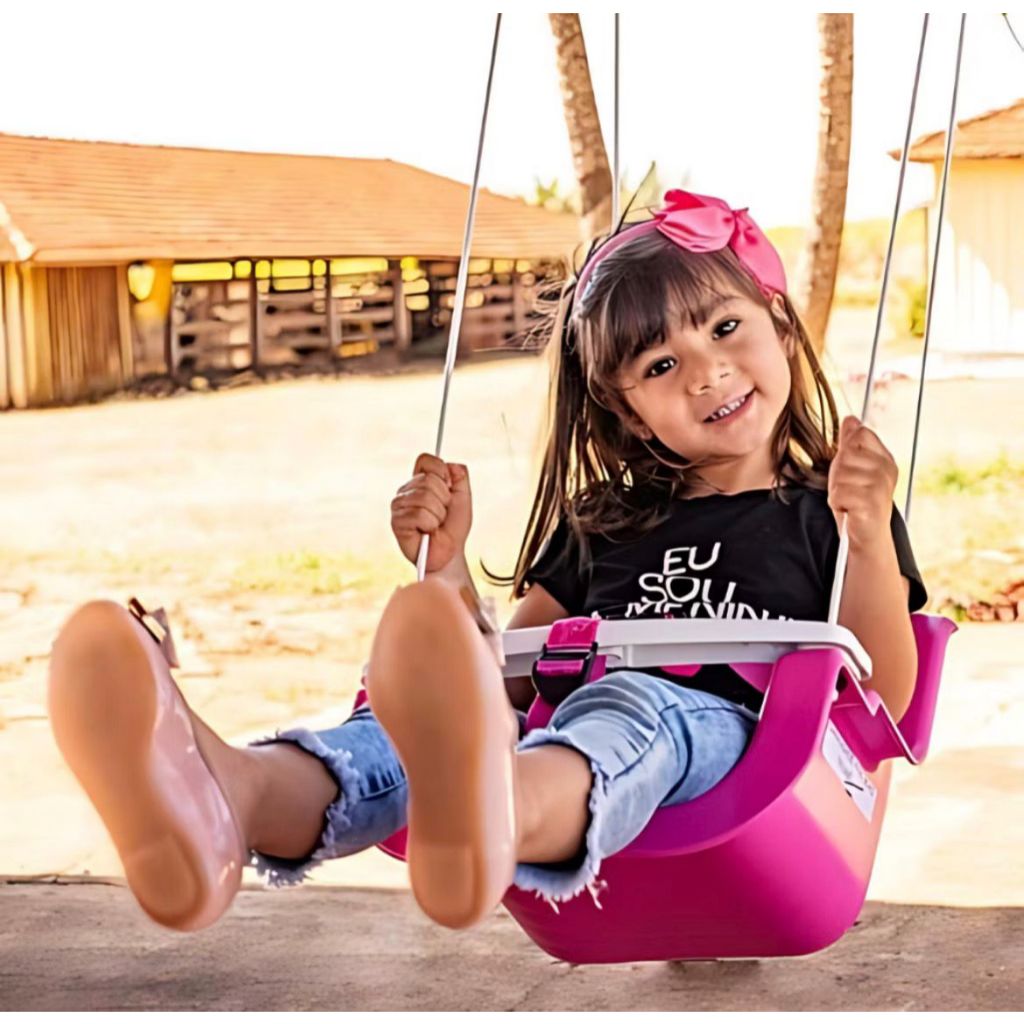 Balanço Infantil 1 A 6 Anos Com Cinto Nylon E Corda 4m Material Ecologicamente Correto Resistente pronta entrega