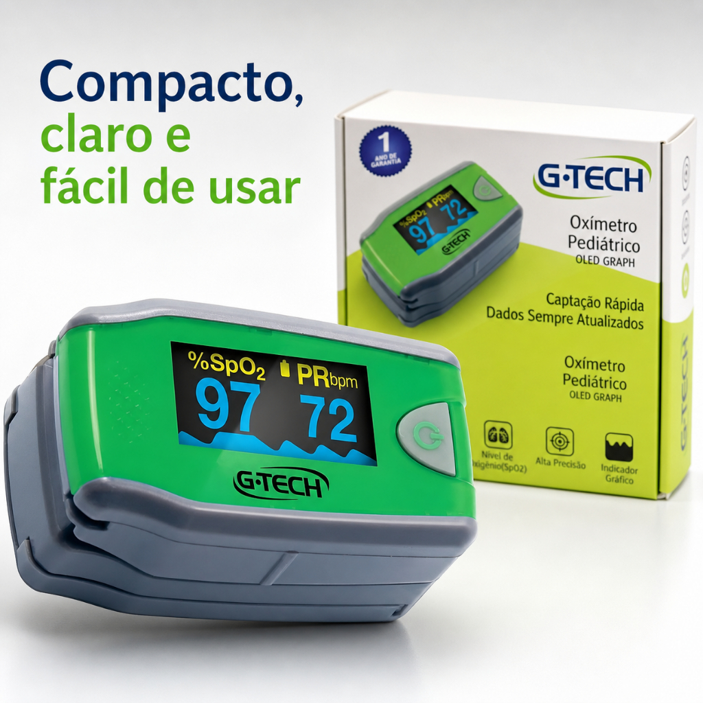 Oximetro De Dedo Infantil Oled Grafico G-tech