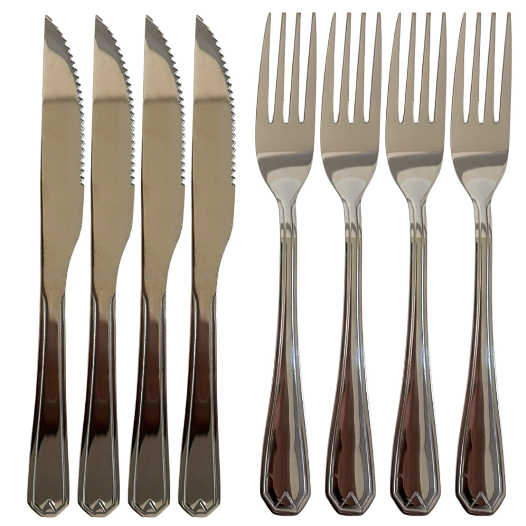 Jogo Talher Garfo E Faca Refeição Jantar Churrasco Inox Premium Faqueiro Cozinha Buffet Restaurante