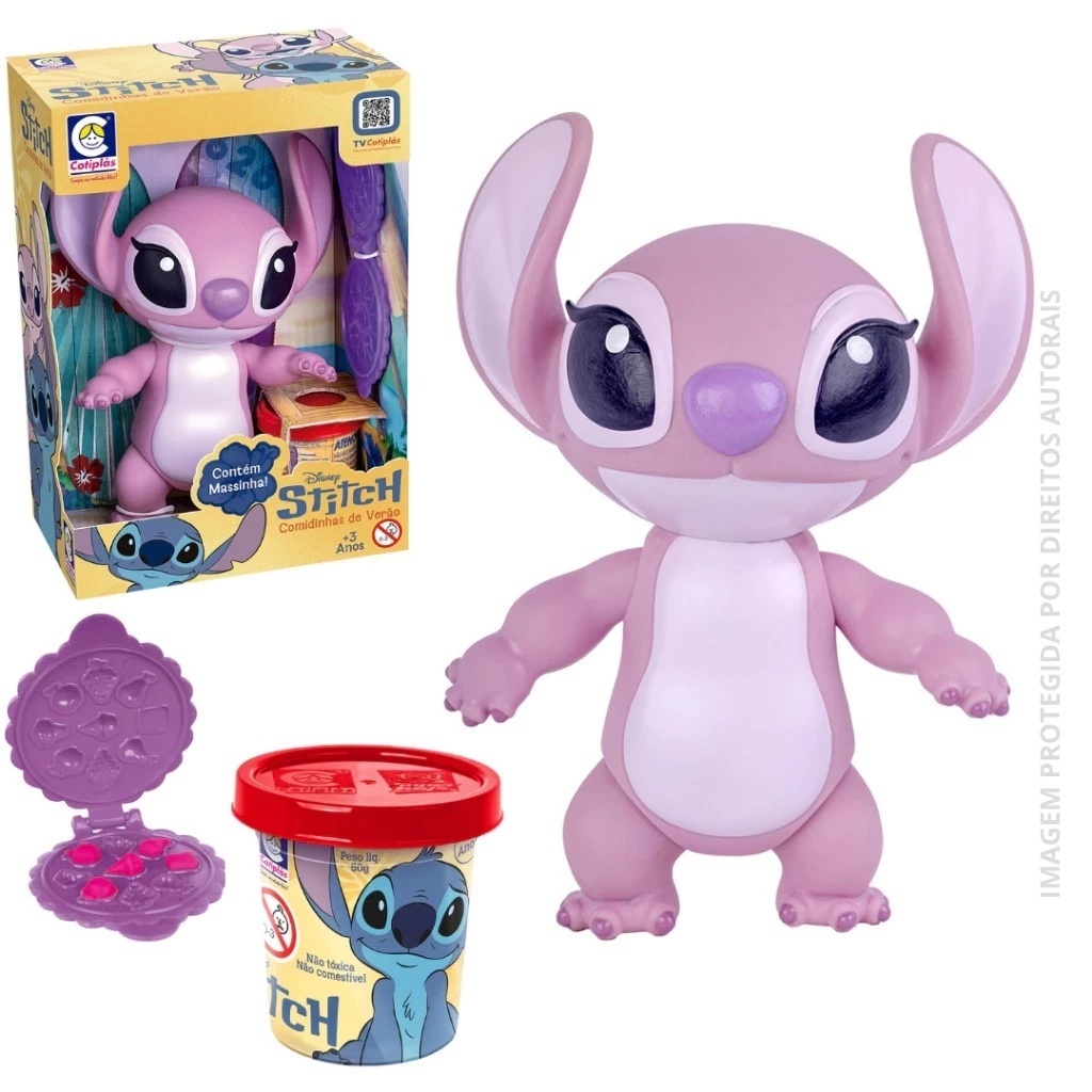 Boneco Angel Original Stitch Vinil Banho Divertido Comidinha de Verão - Cotiplas