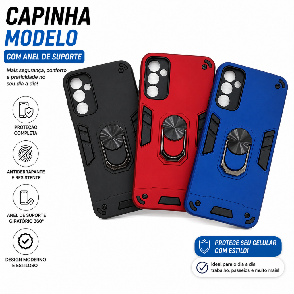 Capa Capinha Samsung Galaxy M14 M54 A14 A04E A24 A54 A34 S23/ S23 Utra Case Armadura anti-Impacto Suporte Dedo