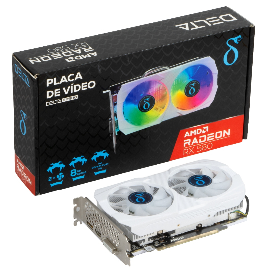 Placa de Vídeo AMD Radeon RX 580 8GB GDDR5 256 Bits PCIe 3.0 Dual Fan HDMI DP DVI