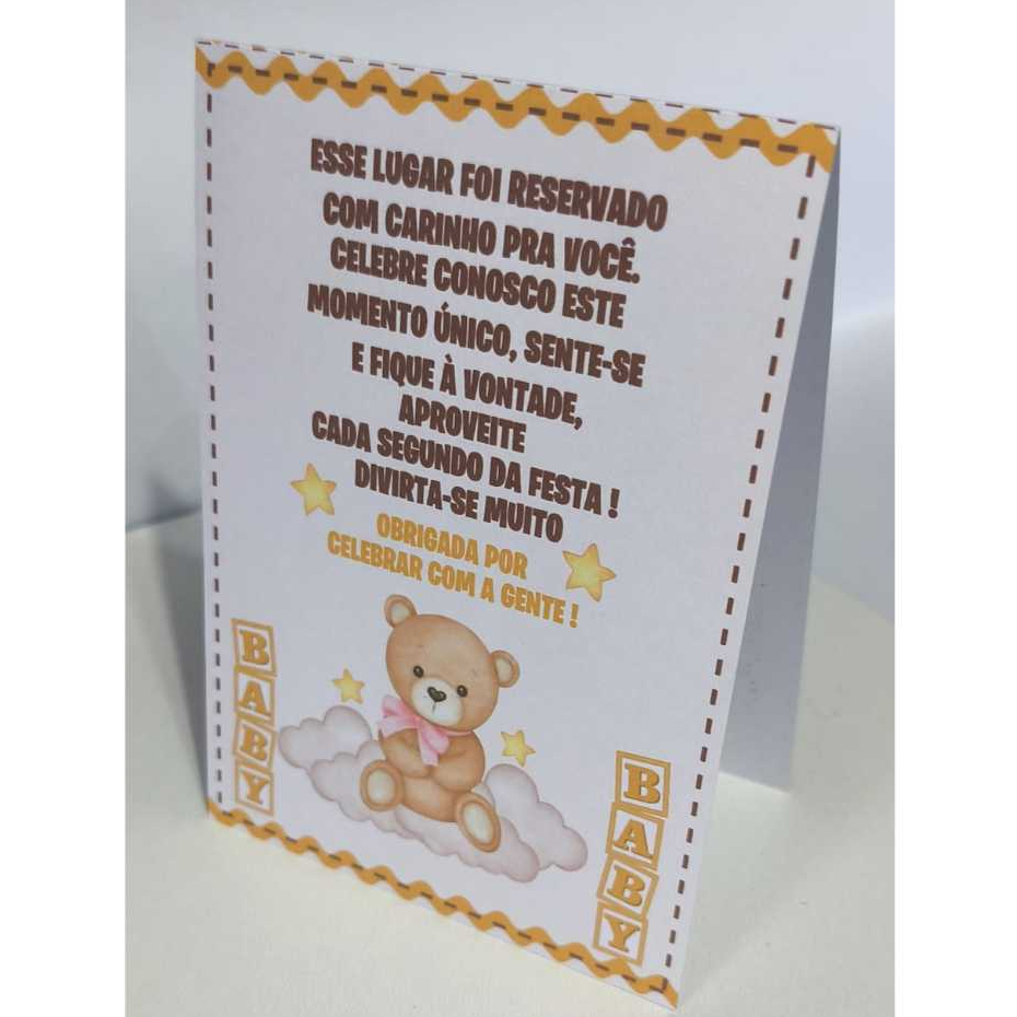 Plaquinha de mesa Decorativa URSINHA BEGE(ENVIO RÁPIDO) Chá Revelação/ Chá de Bebê/Agradecimentos - Centro de mesa