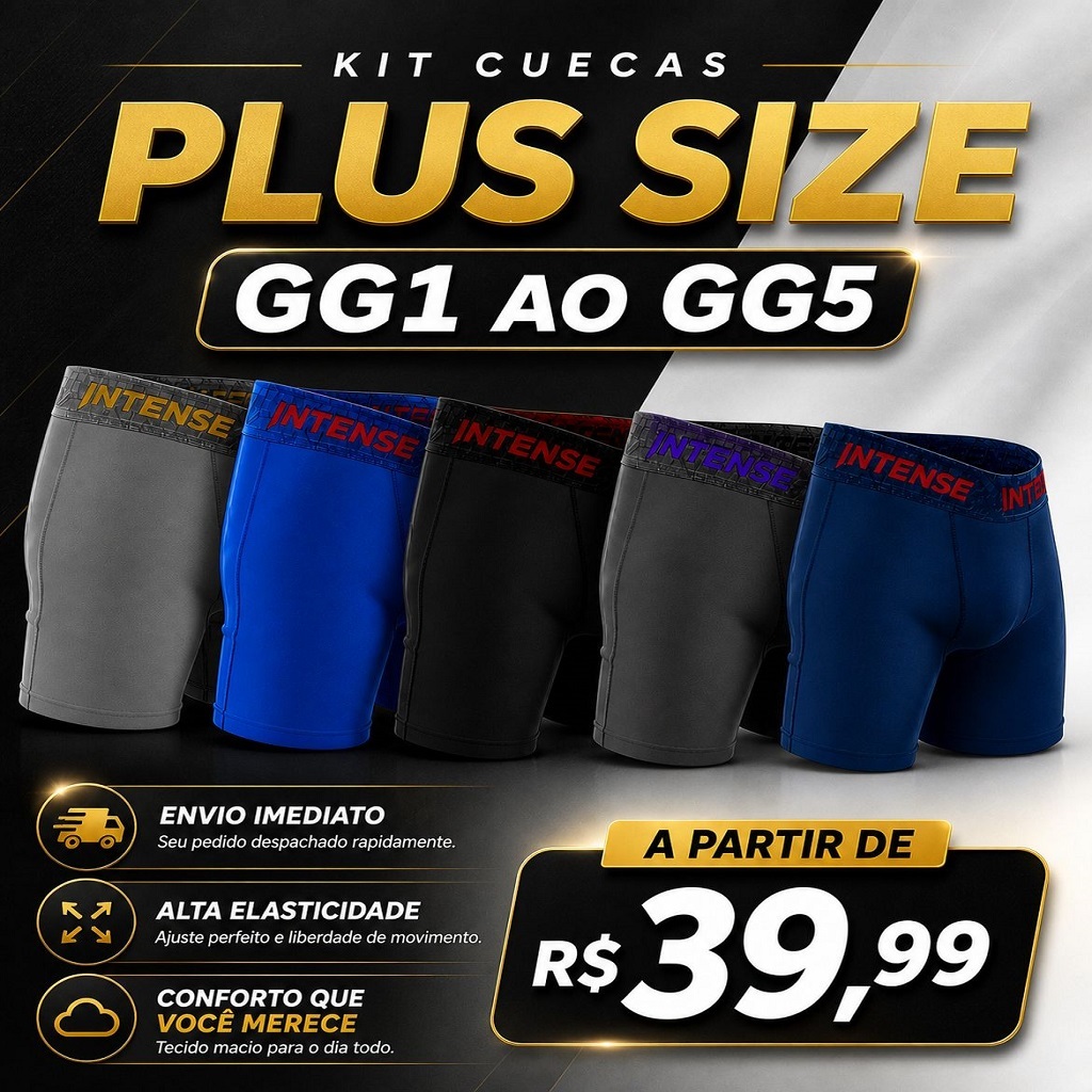 Kit Cuecas Box Boxer PLUS SIZE GG1 Ao GG5