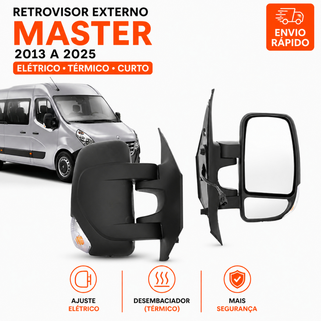 Retrovisor Externo Master 2013 A 2025 Eletrico Termico Curto