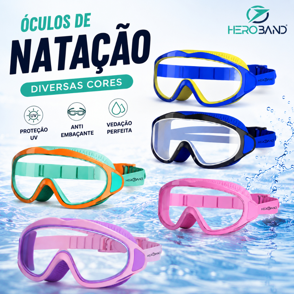 Óculos de Natação Infantil Antiembaçante Treino Piscina Mergulho Menino Menina Confortável Ajustável