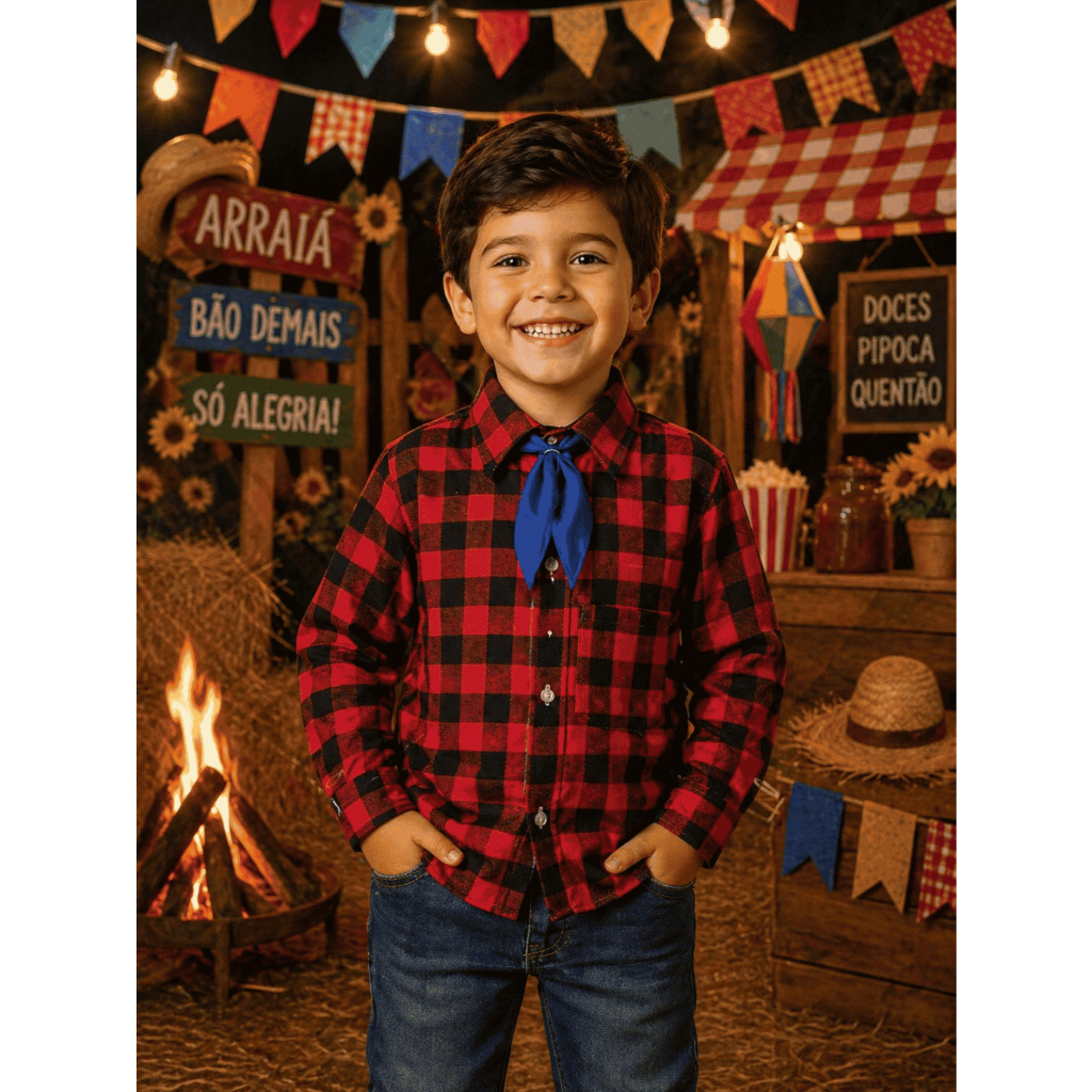 Camisa Infantil Xadrez Festa Junina Masculina Menino Quadrilha- 1 ao 16