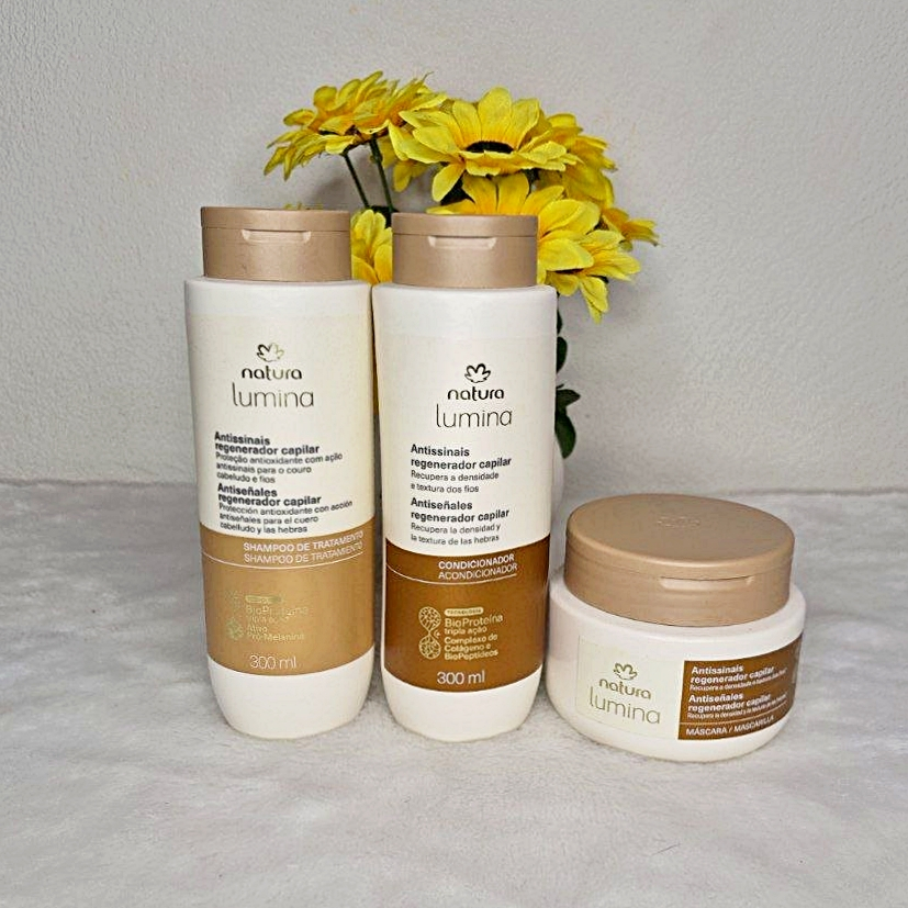 Natura Lumina Antissinais Regenerador Capilar Kit c/ Shampoo, Condicionador e Máscara de Tratamento