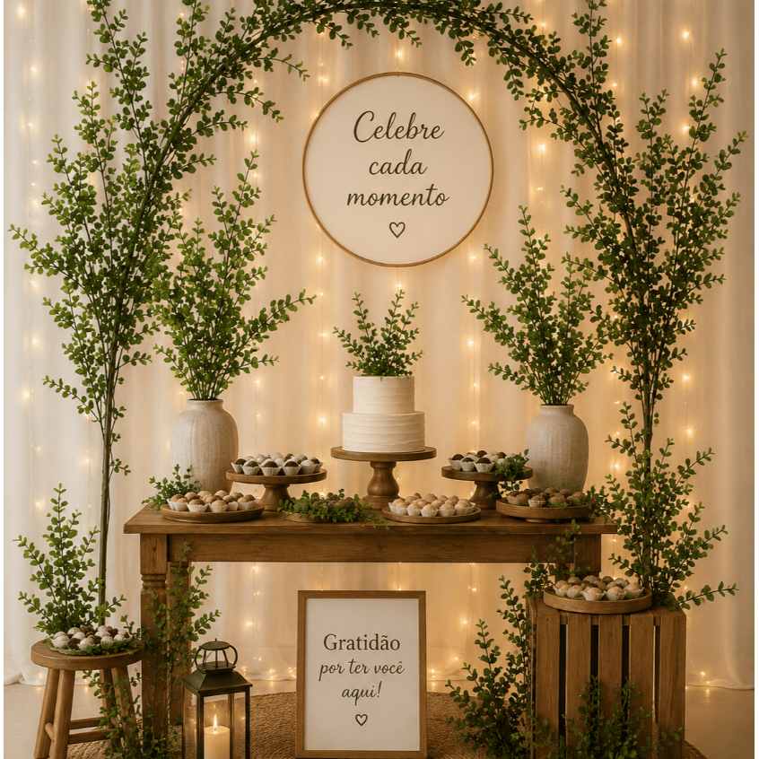 Plantas Artificiais Bambu Kit 12 Galhos Folhagem Verde Decoração Parede Arranjo Floral
