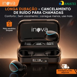 INOVA Fone Bluetooth 5.4 Baixa Latência 50h Bateria ENC Driver 13mm Áudio Premium Ergonôm…