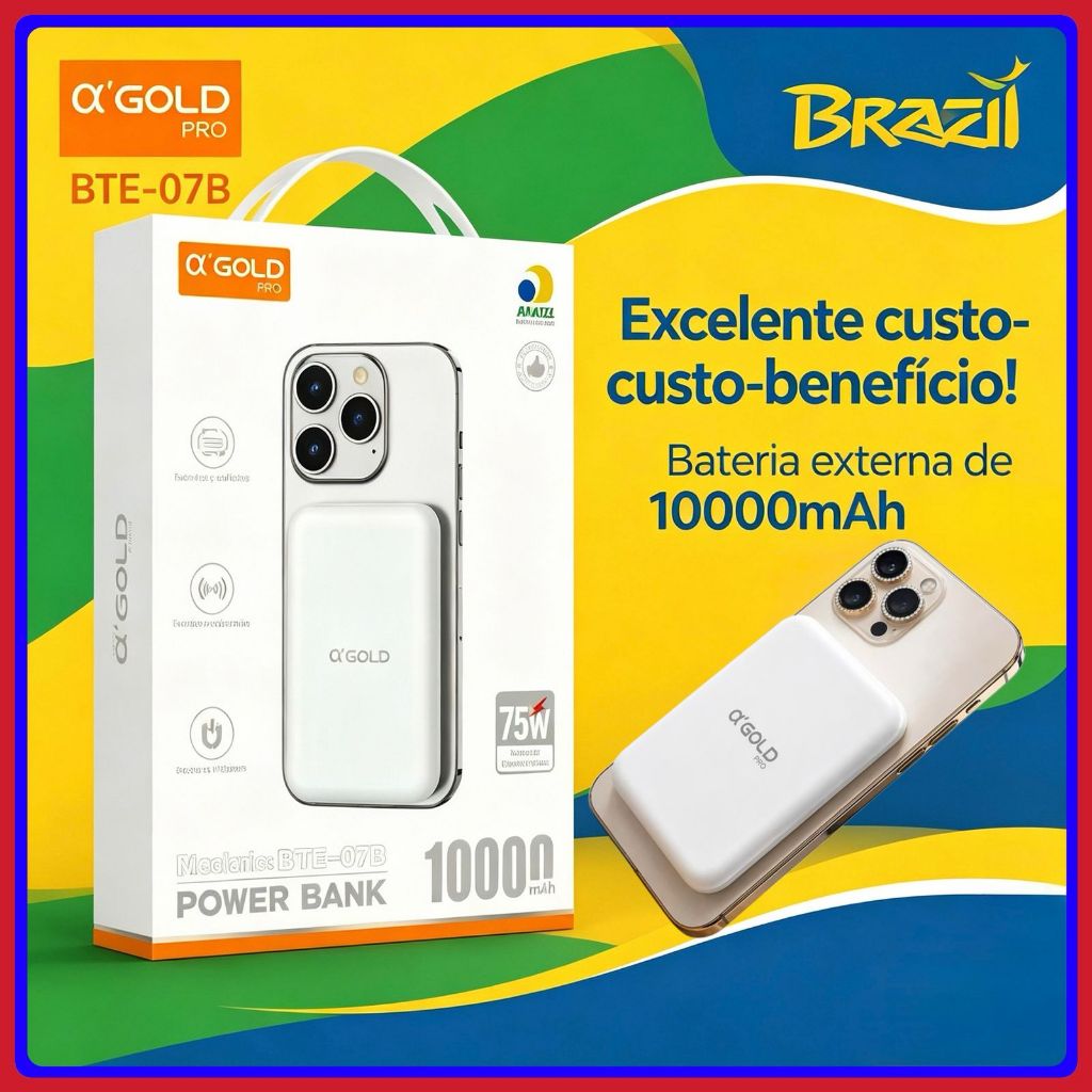 Carregador Portátil MagSafe 5000-10000mAh 7.5W Carregamento Rápido Sem Fio original A’Gold
