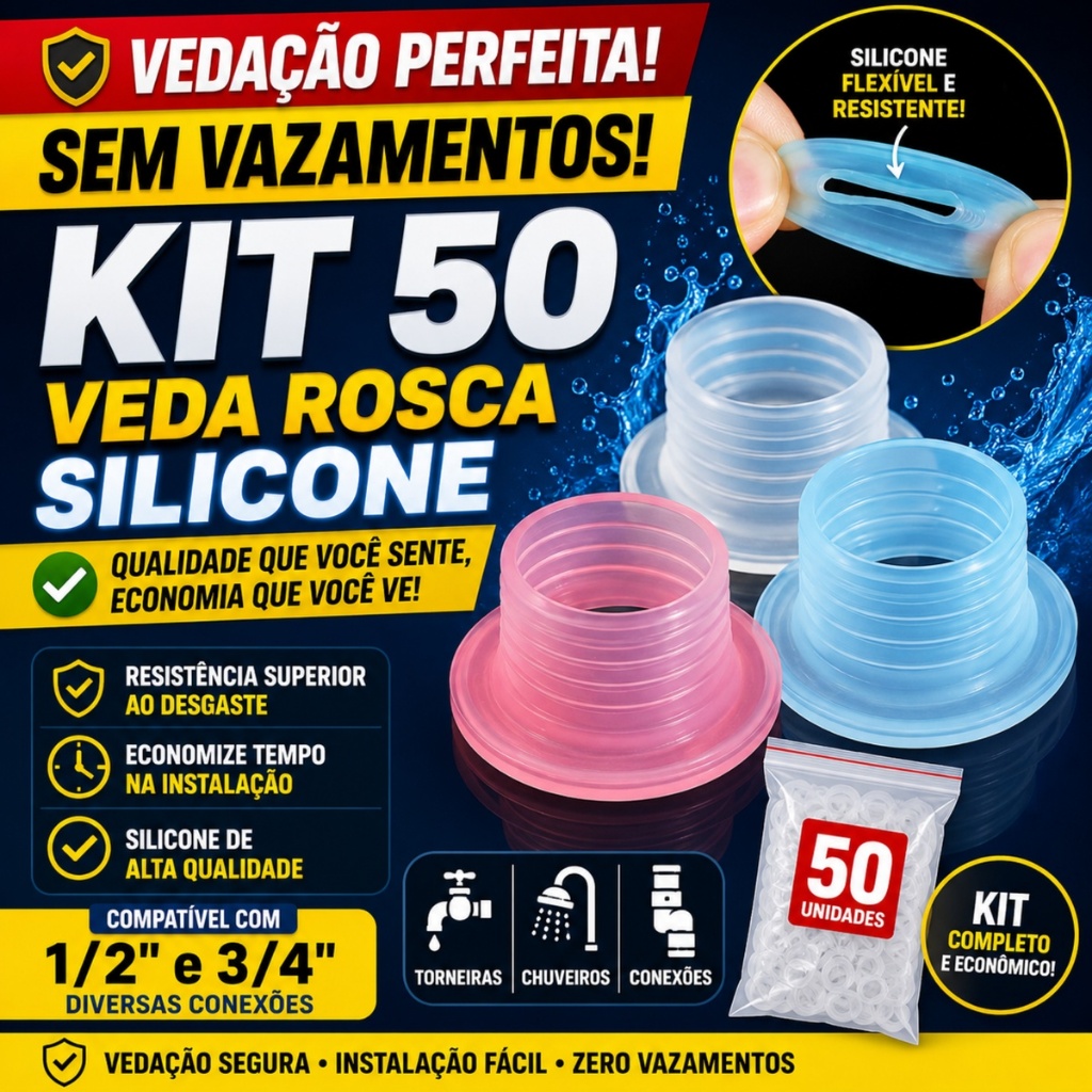 Junta De Vedação De Torneira À Prova D'água-50 Unidades De Anéis De Silicone - Veda Rosa 1/2 - 3/4