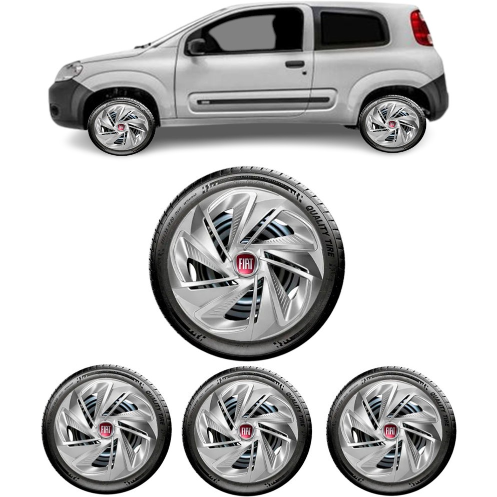 Jogo Calota Esportiva Aro 14 Fiat Novo Uno Way Vivace Fire