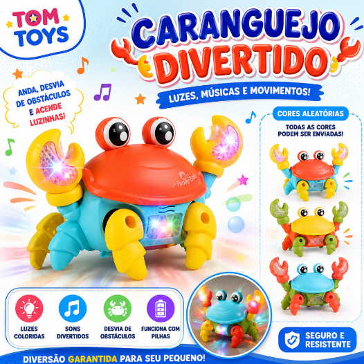 Brinquedo Caranguejo Fujão Musical Som Luz E Movimento/WJ127