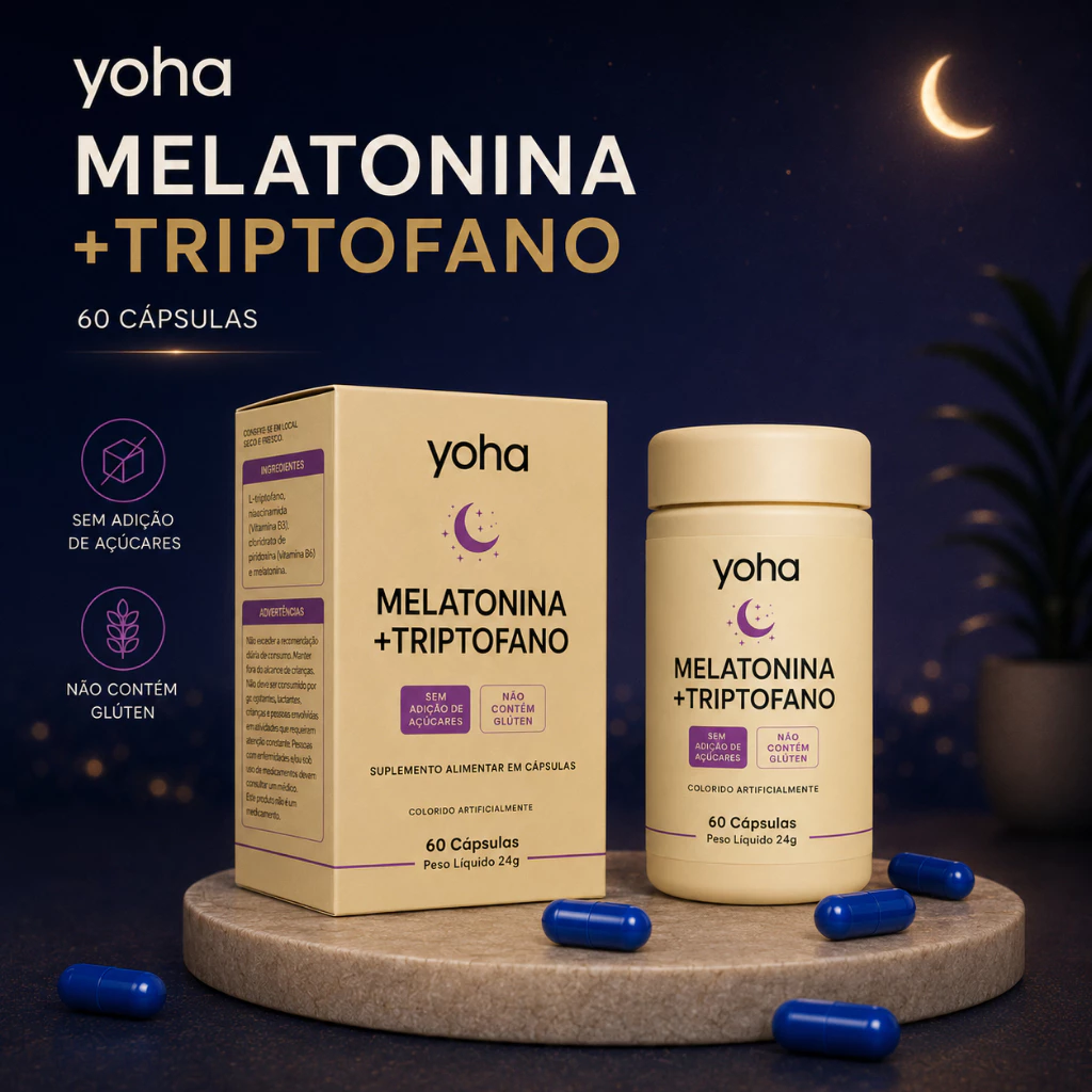 Melatonina + Triptofano 60 Cápsulas Yoha Suplemento Para Rotina Noturna Sono Dormir Sem Glúten Camila Loures — imagem 1