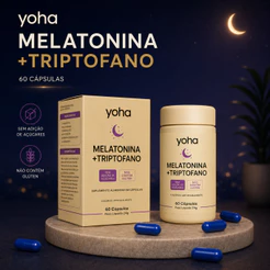 Melatonina + Triptofano 60 Cápsulas Yoha Suplemento Para Rotina Noturna Sono Dormir Sem Glúten Camila Loures