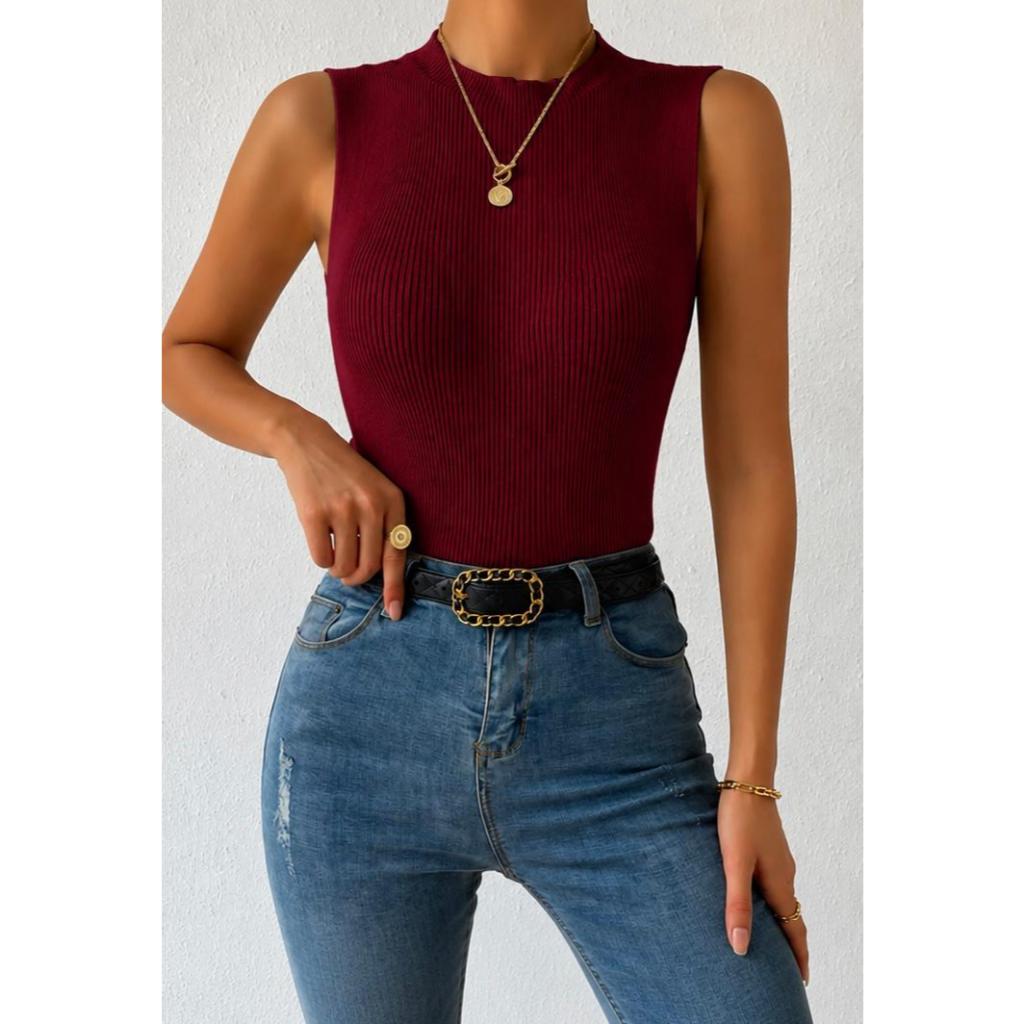 Blusa garrafinha gola alta tricô promoção