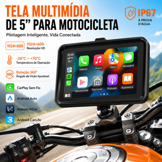 Central Multimídia MP5 5" para Moto Bluetooth CarPlay Android Auto IP67 - Tela Touch Universal