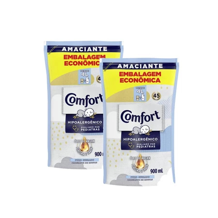 Kit de 2 Amaciante de Roupa Concentrado Comfort Puro Cuidado Refil Sachê 900ml