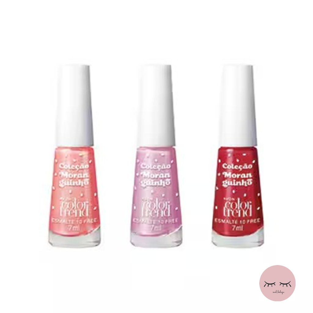 Kit Esmalte Avon Color Trend Moranguinho 8ml (3 cores: Pessego Baby, Quarta de Clássico e Rose Sabe Tudo))