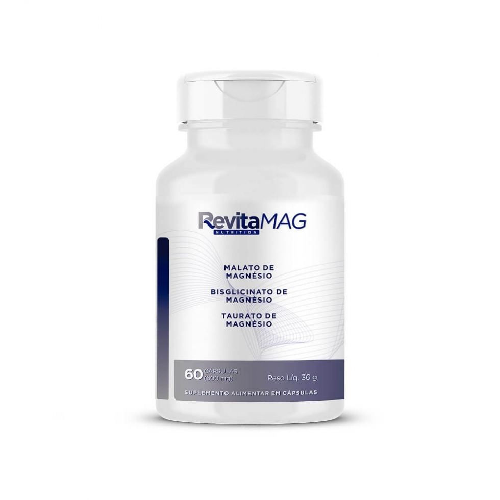 Suplemento de Magnésio Revita Mag 500mg (60 Caps) Malato, Bisglicinato e Taurato de Magnésio - Revita Nutrition