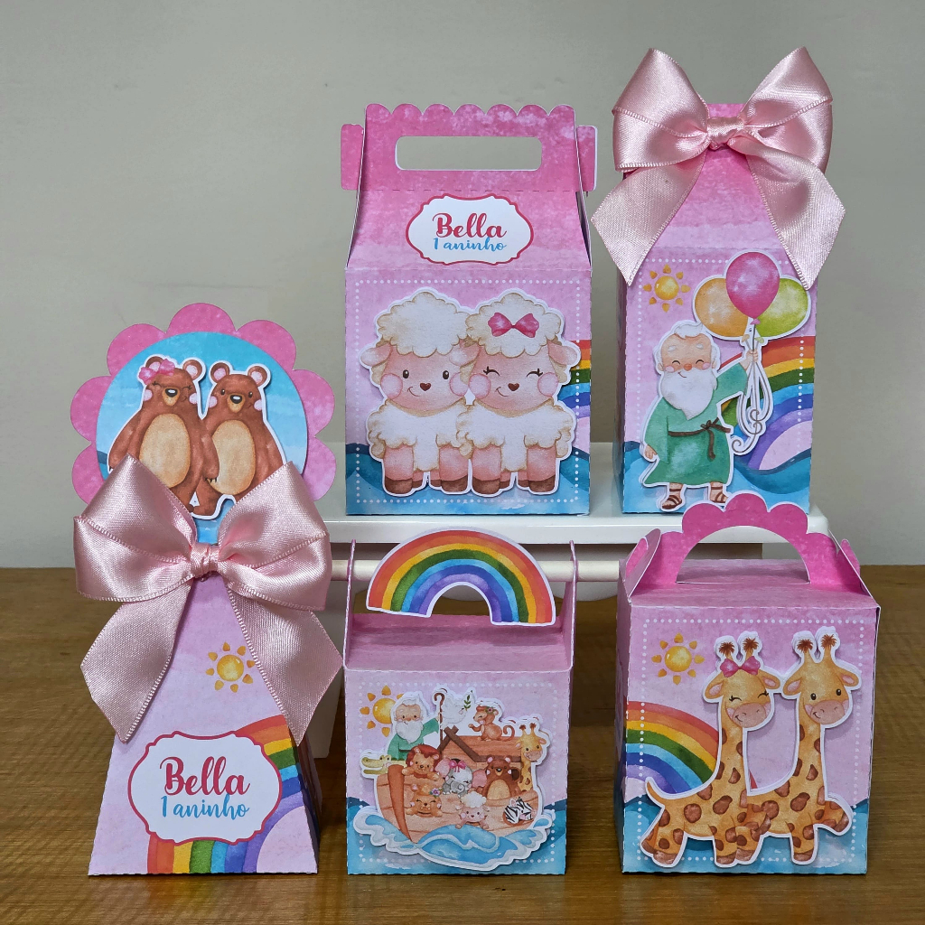 kit festa ARCA DE NOÉ MENINA personalizados lembrançinhas festa infantil tema ARCA DE NOÉ MENINA