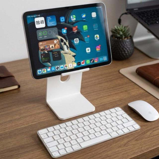 Suporte studio de Mesa Premium para iPad e Tablets – Design Minimalista e Ergonômico - maior que os outros