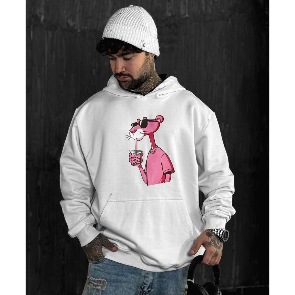Moletom Capuz Hoodie Panter Pink Streetwear Unissex PP ao G3 Oversized 100% Algodão Aftersoul
