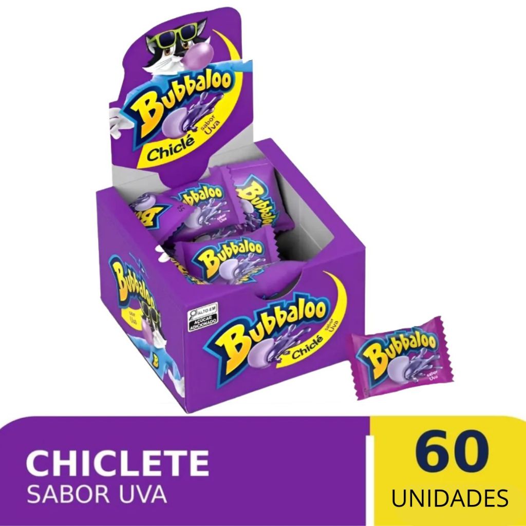 Chiclete Bubbaloo Sabor Uva 5g Caixa Com 60 Unidades