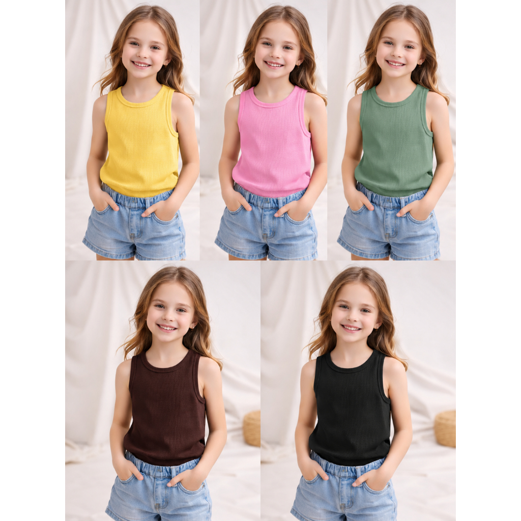 Kit 03 Regatas Nadadora Infantil Menina Blusinha Feminina Verão Básica Dia a Dia