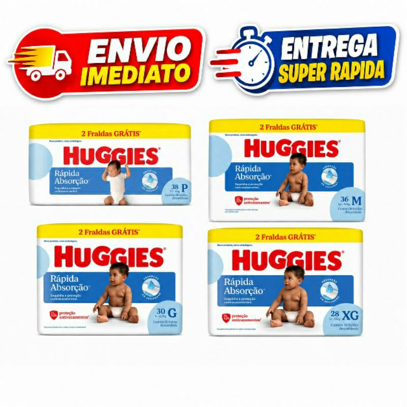 Fralda Descartável Huggies Tripla Proteção - Tamanhos P, M, G e XG