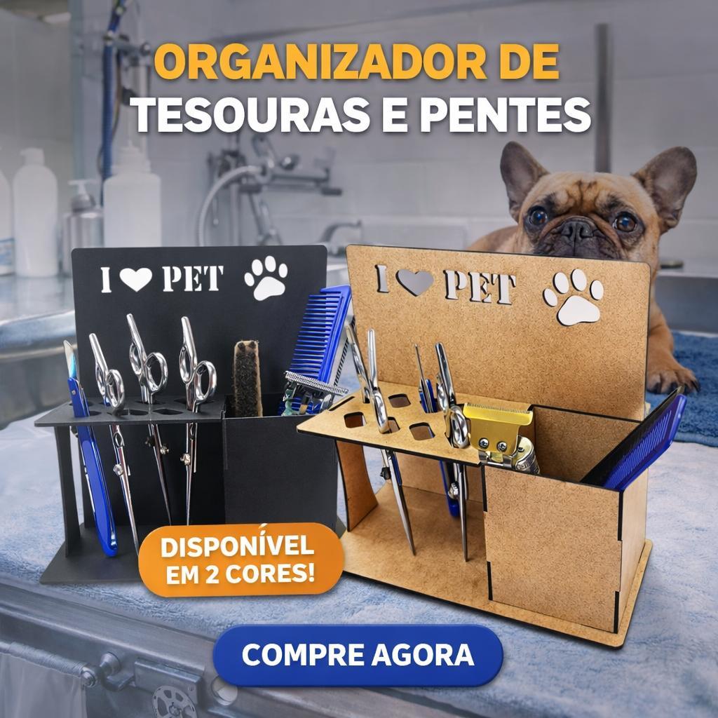 Porta Tesouras Porta Pentes Navalhas Escovas PETSHOP Veterinario Banho Tosa Preto Cru Bancada HArtes