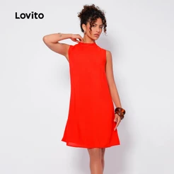 Lovito Vestido Feminino Curto sem Manga DRB77BRL106